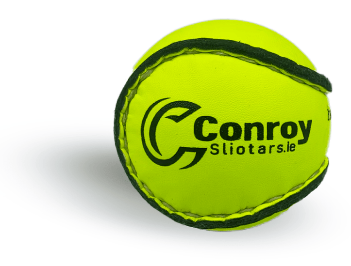 Conroy Illuminous Size 5 sliotar in hi-vis yellow with black rims