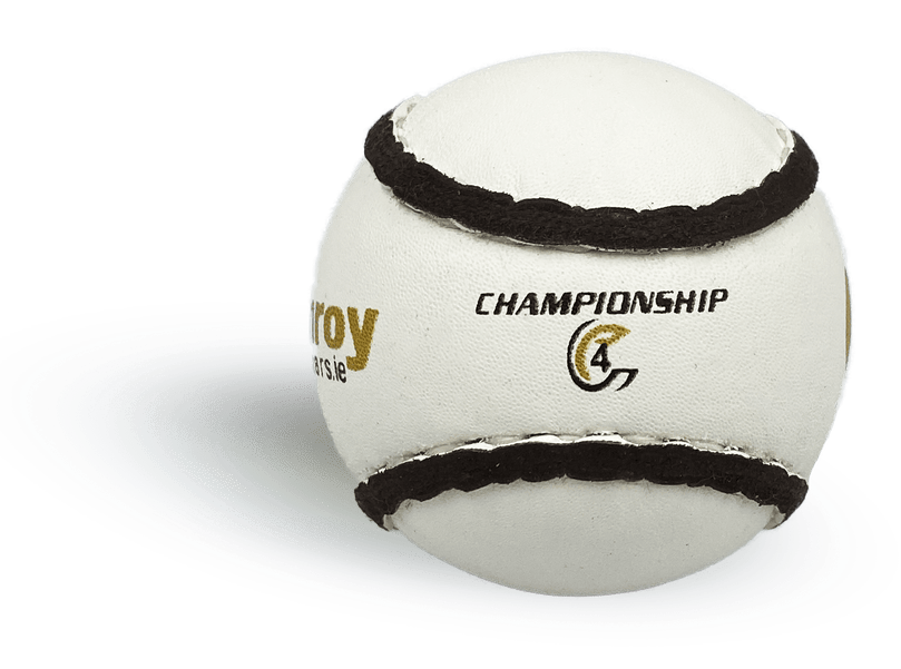 Conroy Championship Size 4 sliotar, white leather with black rims